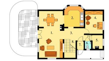 Parter projektu - 129 z wykuszem drewniany