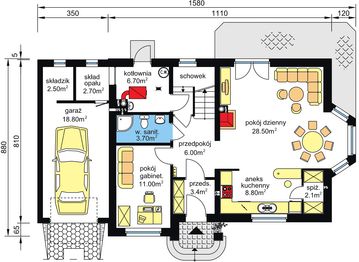 Parter projektu - BW-03 z balkonem frontowym