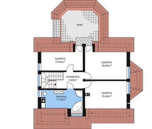 Poddasze projektu - BW-11 z garażem z tyłu budynku