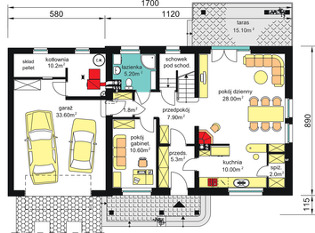 Parter projektu - BW-17 z garażem 2 stanowiskowym