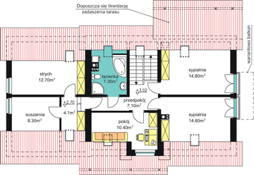 Poddasze projektu - BW-17 z garażem 2 stanowiskowym
