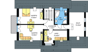 Poddasze projektu - BW-17 z frontem południowym