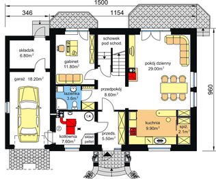 Parter projektu - BW-20 wariant 1, energooszczędny