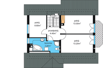 Poddasze projektu - W-21.12b z garażem lub bez.