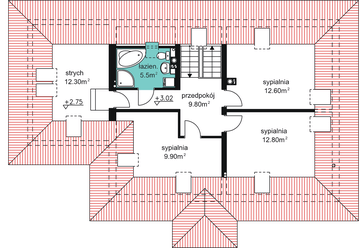 Poddasze projektu - W-30.12 garaż 1 stanowiskowy