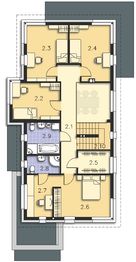 Projekt domu Imperia III DCP286b - rzut 1 piętra, dom liczy 5 pokoje, 3 łazienki i wc