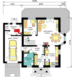 Parter projektu - BW-23 wariant garaż 1st.