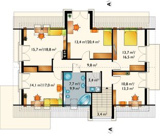 Poddasze projektu - Helios Max - murowana – beton komórkowy