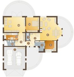 Parter projektu - Wrona z garażem 2-st. [A]