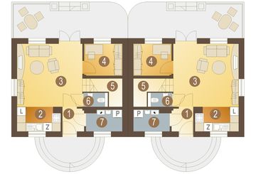 Parter projektu - Florek bez garażu bliźniak [B-BL]