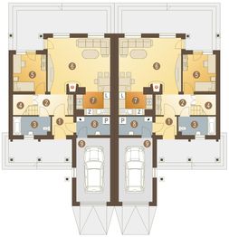 Parter projektu - Eliza z garażem 1-st. bliźniak [A-BL1]
