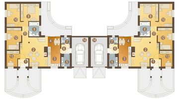 Parter projektu - Hania z garażem 1-st. bliźniak [A-BL]