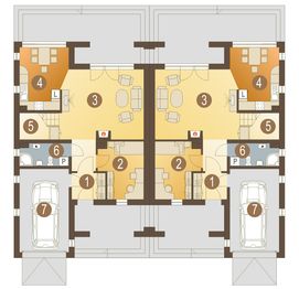 Parter projektu - Cezar z garażem 1-st. bliźniak [A-BL2]