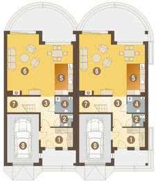 Parter projektu - Irma z garażem 1-st. szeregówka