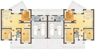 Parter projektu - Dzięcioł z garażem 2-st. bliźniak [A-BL2]