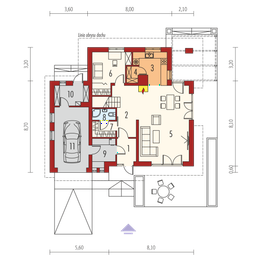 Projekt domu Tilda G1 - rzut parteru, dom liczy 4 pokoje, 2 łazienki i wc