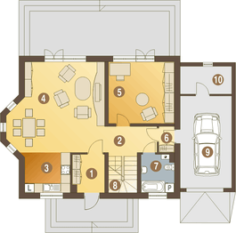 Parter projektu - Czapla z garażem 1-st. [A1]
