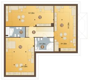 Poddasze projektu - Wrona z garażem 2-st. [A1]