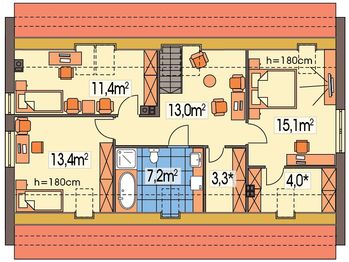 Poddasze projektu - Kevin wersja A bez wykusza paliwo stałe