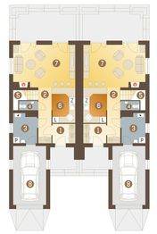 Parter projektu - Magda z garażem 1-st. bliźniak [A-BL]