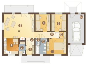 Parter projektu - Róża z garażem 1-st. [A]