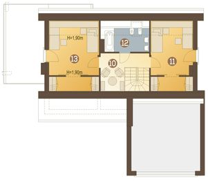 Poddasze projektu - Filemon III z garażem 2-st. [A]