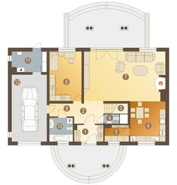 Parter projektu - Jaskółka z garażem 1-st. [A]