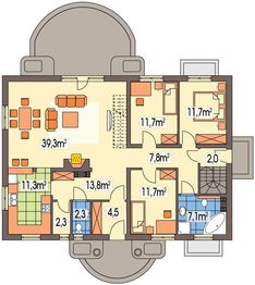 Parter projektu - Sielanka 2 35st. B z powiększoną kotłownią, piwnicą, bez garażu