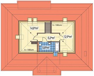 Poddasze projektu - Sielanka 2 35st. B z powiększoną kotłownią, piwnicą, bez garażu