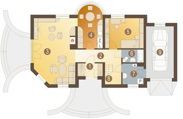 Parter projektu - Jemiołuszka z garażem 1-st. [A]