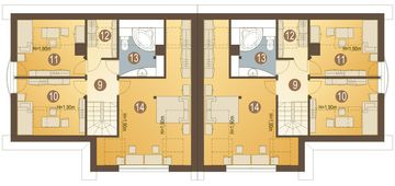 Poddasze projektu - Drozd II z garażem 1-st. bliźniak [A-BL]