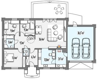Parter projektu - Azalia 2D 2-garaże