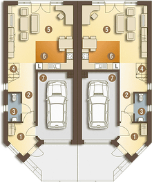 Parter projektu - Papuga z garażem 1-st. bliźniak [A-BL1]