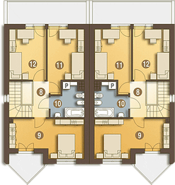 Piętro 1 projektu - Papuga z garażem 1-st. bliźniak [A-BL1]