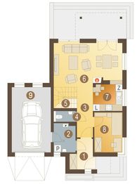 Parter projektu - Iza z garażem 1-st. [A]