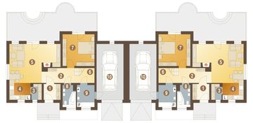 Parter projektu - Abigail z garażem 1-st. bliźniak [A-BL]