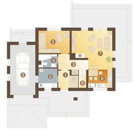 Parter projektu - Mola z garażem 1-st. [A]