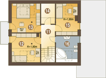 Poddasze projektu - Czeczotka z garażem 1-st. [A]