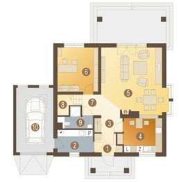 Parter projektu - Lara z garażem 1-st. [A1]