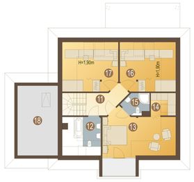 Poddasze projektu - Lara z garażem 1-st. [A1]