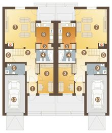 Parter projektu - Gwarek II z garażem 1-st. bliźniak [A-BL2]