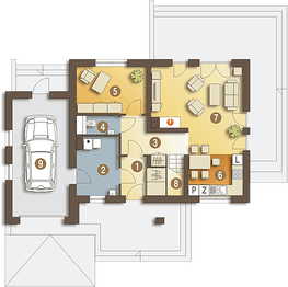 Parter projektu - Mola II z garażem 1-st. [A]