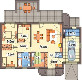 Parter projektu - Emma 2 MDM wersja A pojedynczy garaż