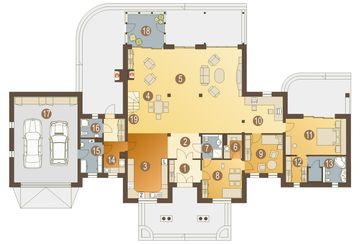 Parter projektu - Silver z garażem 2-st. [A]