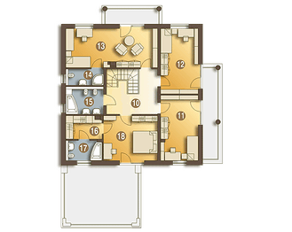 Piętro 1 projektu - Pustułka z garażem 2-st. [A]