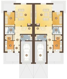 Parter projektu - Gwarek z garażem 1-st. bliźniak [A-BL1]