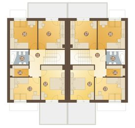 Poddasze projektu - Gwarek z garażem 1-st. bliźniak [A-BL1]