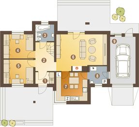 Parter projektu - Kasjopea z garażem 1-st. [A]