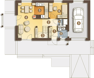 Parter projektu - Eco 3 z garażem 1-st. [A]