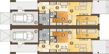 Parter projektu - Long z garażem 1-st. bliźniak [A-BL1]
